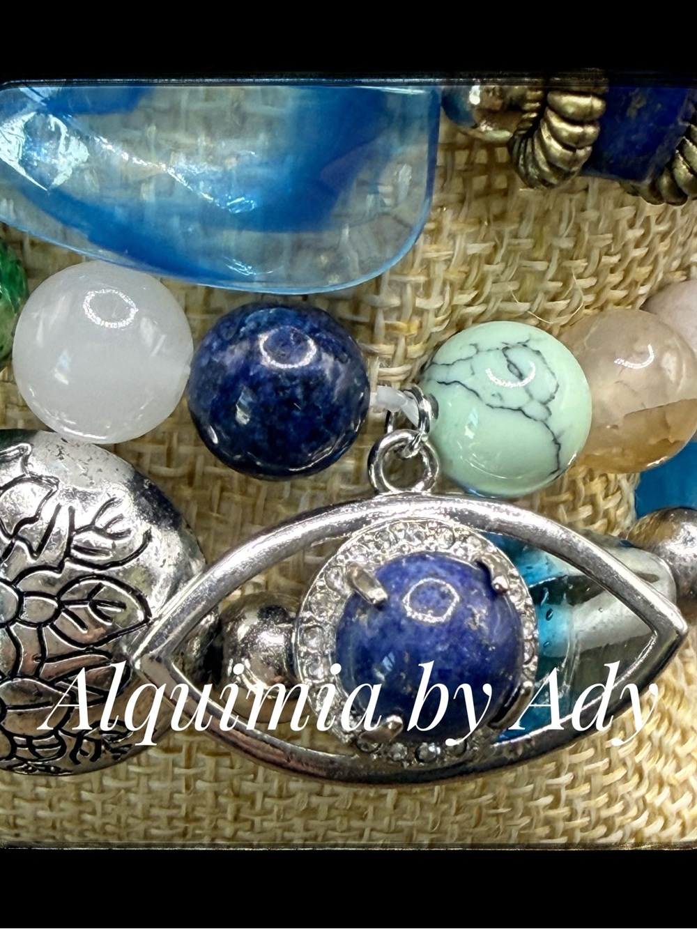 Curated stack Blue & Turquoise Beaded Eye Bracelets